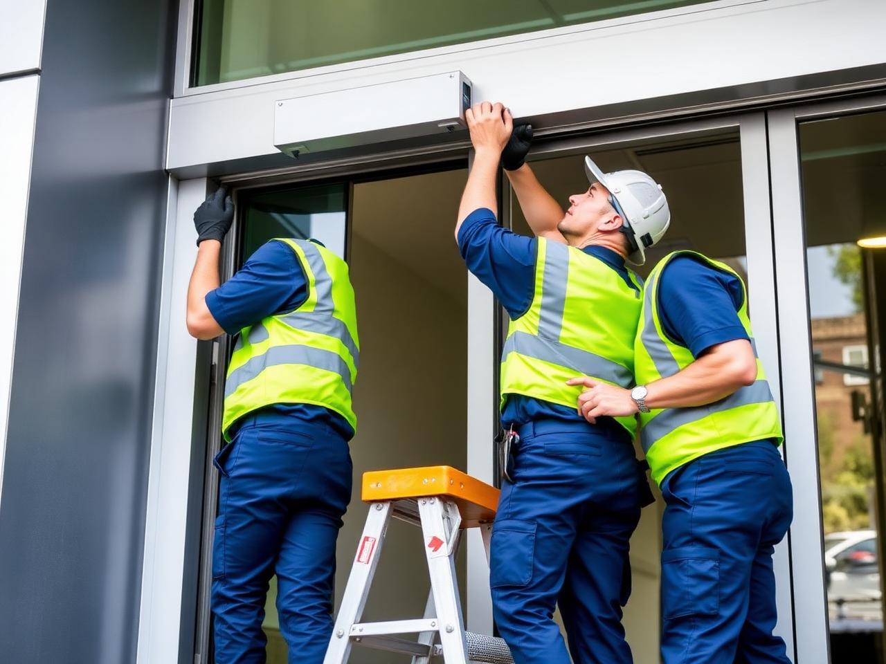 KTEQ Automation engineers commissioning an automatic door operator